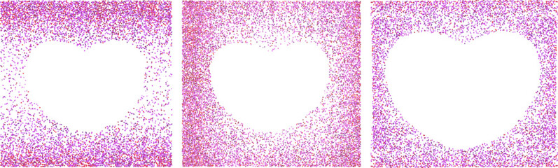 purple pink heart shaped border backdrop. shimmery pink love glitter valentines square background