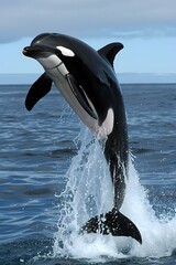Obraz premium Leaping Orca Whale in Ocean