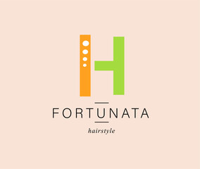 Obraz premium Bundle Minimalistic Logos. Monogram of letters H. circle. Vector design. for beauty salon or art studio.