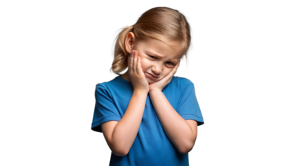 Young Girl With Sad Expression Holding Her Face