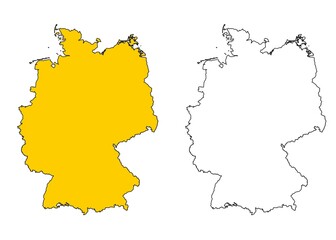 Mapa de Alemania en color amarillo y blanco