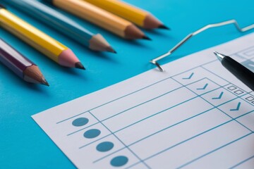Online survey form with checkboxes for education technology and learning concept
