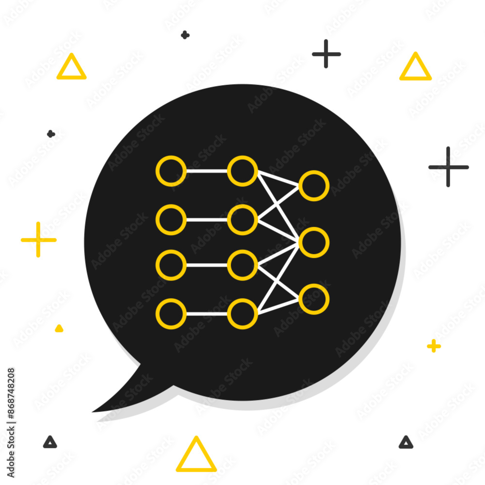 Poster line neural network icon isolated on white background. artificial intelligence ai. colorful outline 