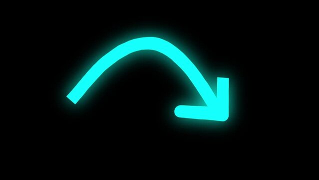 Arrow growing glow doodle animation in 6 different colors 4K