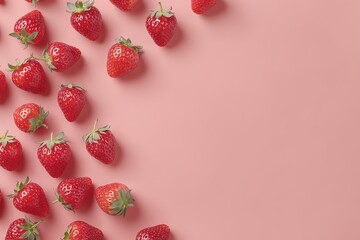 strawberries on pink background
