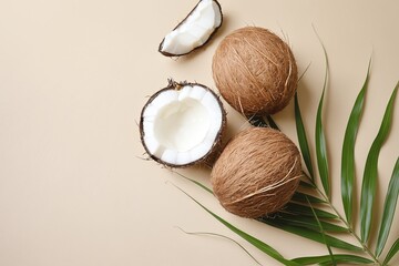 coconut with leaves