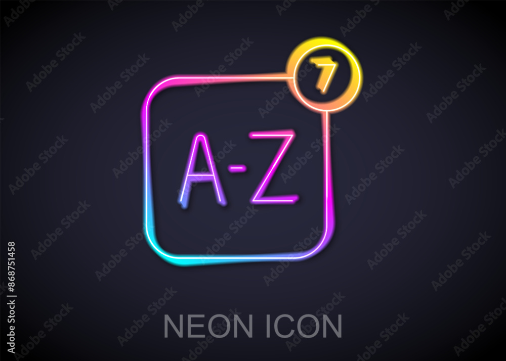 Poster glowing neon line online translator icon isolated on black background. foreign language conversation