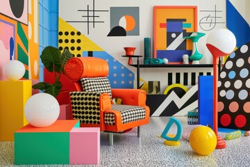 Colorful Geometric Room Interior