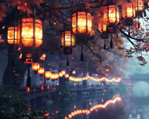 Captivating mid autumn festival  lantern lit streets and mooncake feasts in china