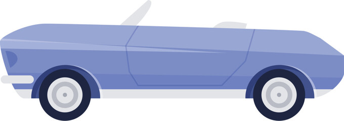 Blue convertible car is shown in a side view, perfect for projects related to transportation and classic vehicles