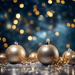 Festlicher Weihnachtshintergrund mit Sternen und Kugeln