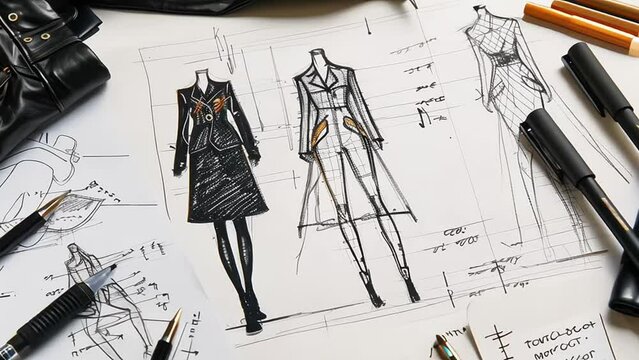 illustration of fashion garment design drawings