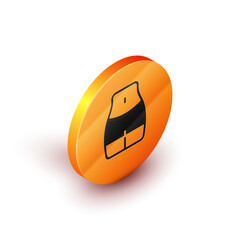 Isometric Women waist icon isolated on white background. Orange circle button. Vector