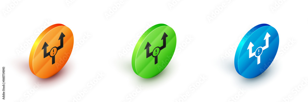 Poster isometric arrow icon isolated on white background. direction arrowhead symbol. navigation pointer si