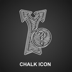 Chalk Arrow icon isolated on black background. Direction Arrowhead symbol. Navigation pointer sign. Vector