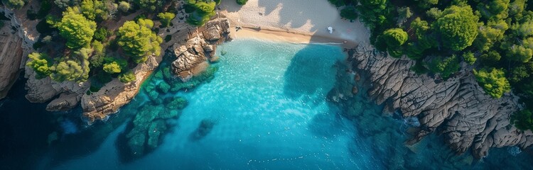 dron view of a lagoon in the summer