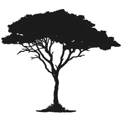  Silhouette of a Tree with Artistic Ink Splotches