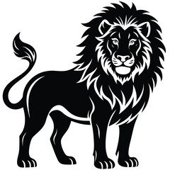 Fototapeta premium Lion Silhouette Vector, vector black color silhouette