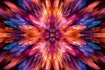 Obraz premium A symmetrical explosion of color, like a firework display captured at the moment of burst