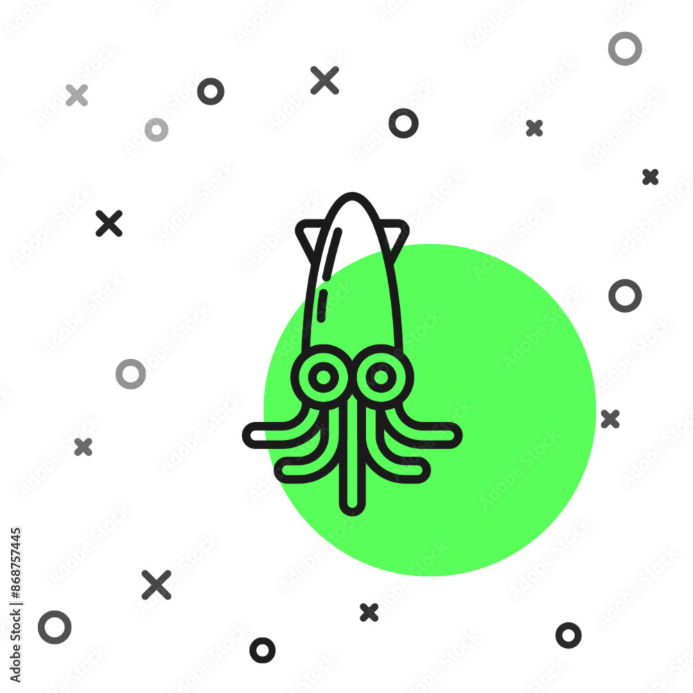 Wall mural black line octopus icon isolated on white background. vector