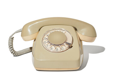 white phone with dial plate isolated on white