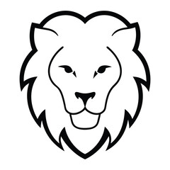 Fototapeta premium Silhouette illustration of a angry lion face, black color silhouette