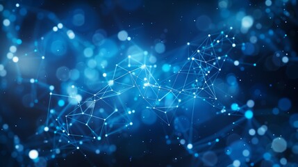 Obraz premium Blue digital background with an abstract network of glowing connections and dots.