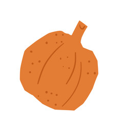 Pumpkin cut out paper autumn isolated on white background. Collage harvest element. Vector hand drawn textured illustration.