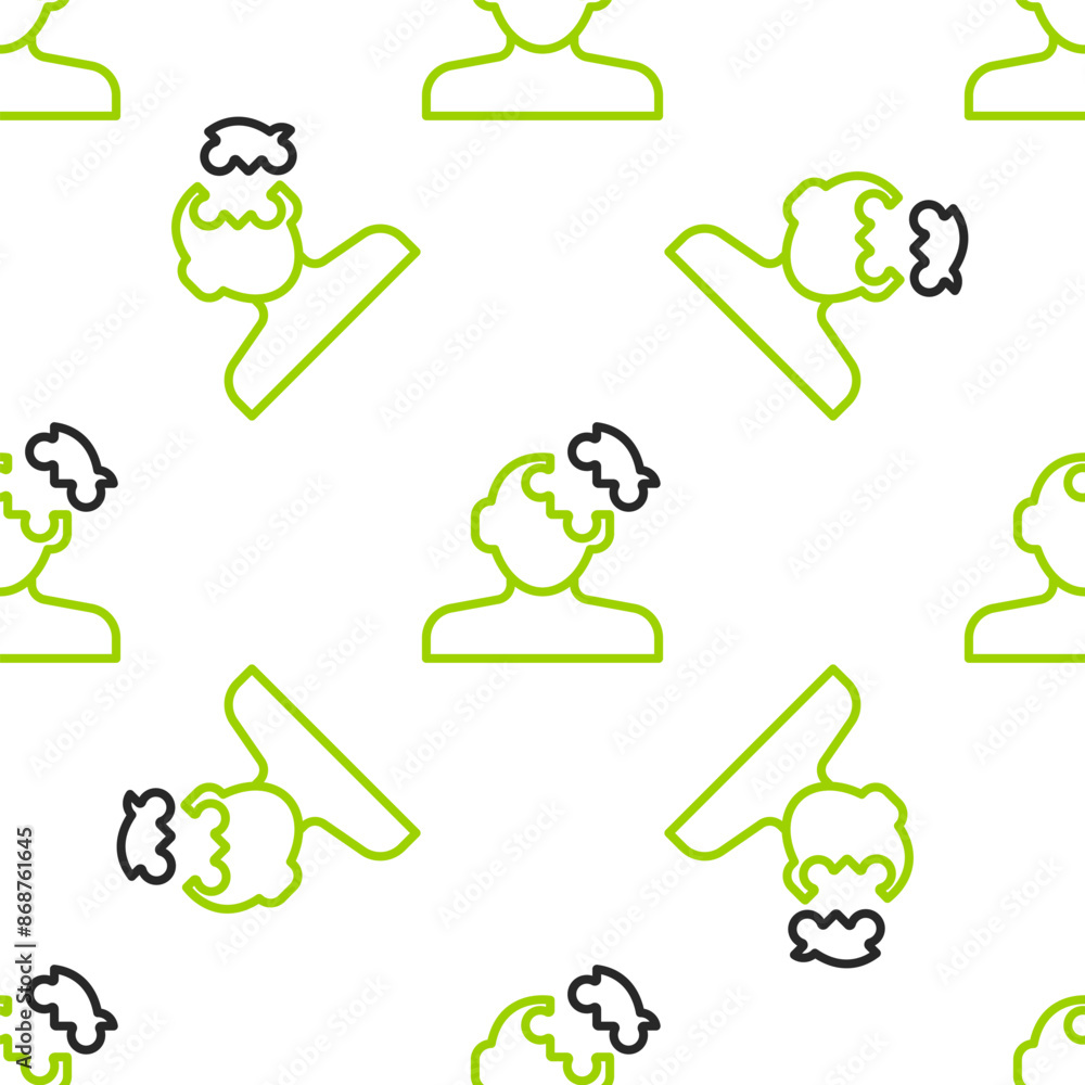 Poster line solution to the problem in psychology icon isolated seamless pattern on white background. puzzl