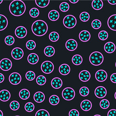 Line Full moon icon isolated seamless pattern on black background. Cloudy night sign. Sleep dreams symbol. Night or bed time sign. Vector