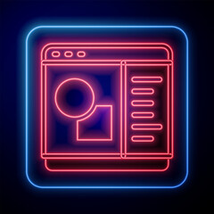 Glowing neon 3D printer software icon isolated on black background. 3d printing. Vector
