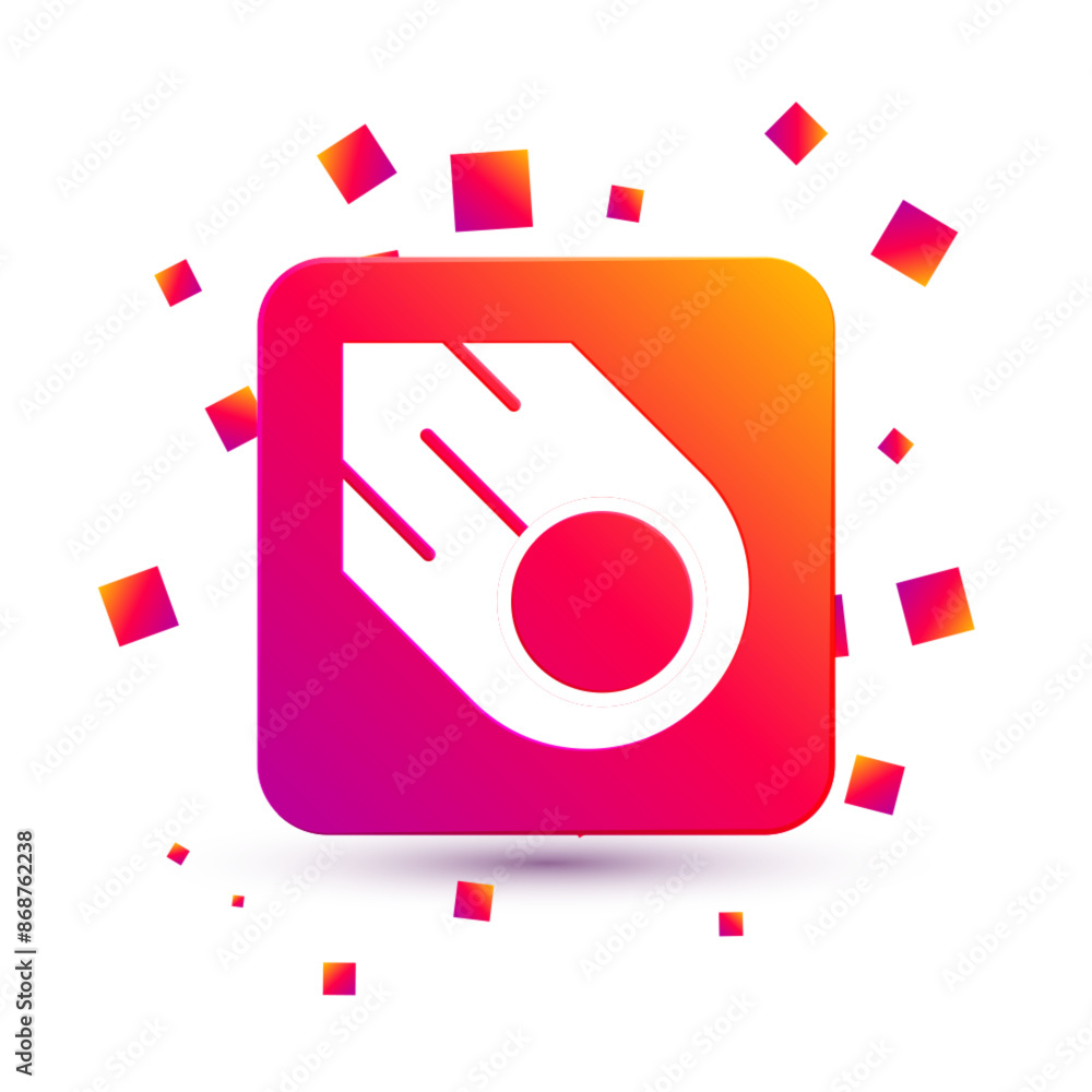 Poster white comet falling down fast icon isolated on white background. square color button. vector