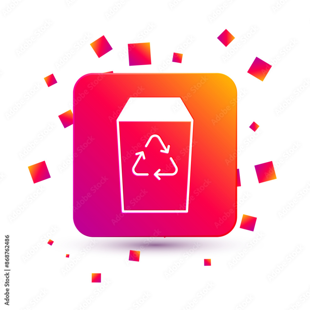 Poster white recycle bin with recycle symbol icon isolated on white background. trash can icon. garbage bin