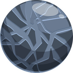 Dark blue planet with glowing cracks is orbiting in the space