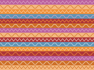 Ethnic geometric pattern illustration. Multicolored art for fabrics, wallpapers and other uses. Editable artwork.