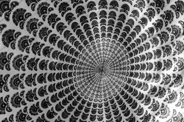 Hypnotic Vertigo Background. Ornamental Circle Design. Black and white. Monochrome.