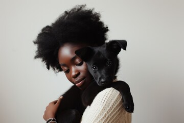 Heartwarming Embrace: Woman and Dog Portrait