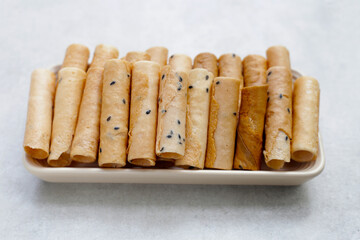 Thai snack, crispy coconut rolls