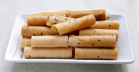 Thai snack, crispy coconut rolls