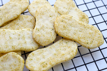 Japanese rice crackers with nori seaweed