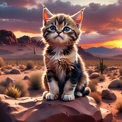 Obraz premium cat on the rock