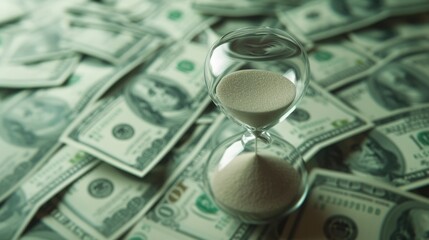 Wealth Management Concept: Hourglass and Money