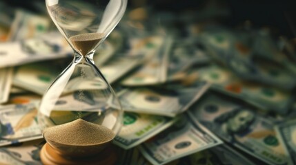 Currency Flow: Hourglass with Dollar Bills