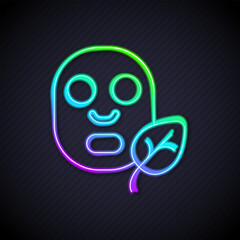 Glowing neon line Facial cosmetic mask icon isolated Glowing neon line background. Cosmetology, medicine and health care. Vector