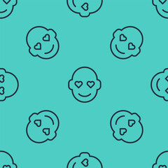 Black line Romantic man icon isolated seamless pattern on green background. Happy Valentines day. Vector