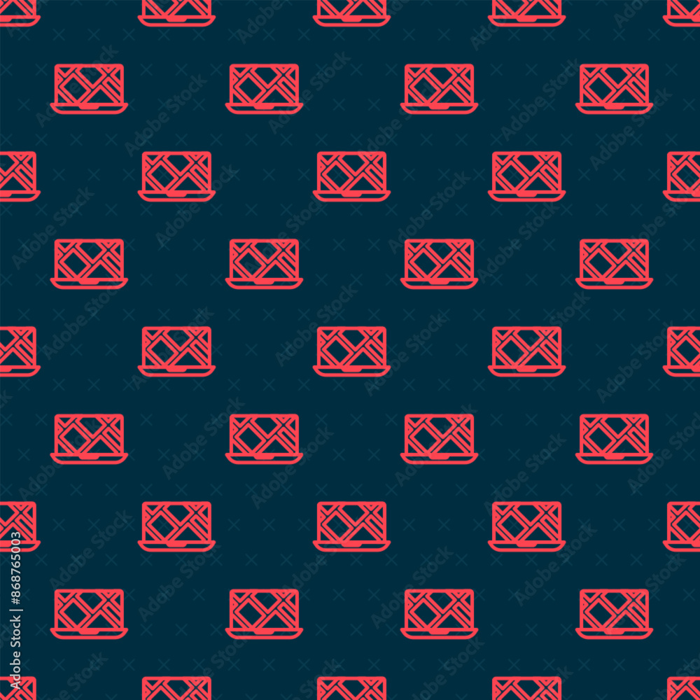 Poster red line infographic of city map navigation icon isolated seamless pattern on black background. lapt
