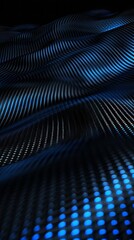 A dark background with blue and black carbon fiber lines, with simple shapes in the foreground