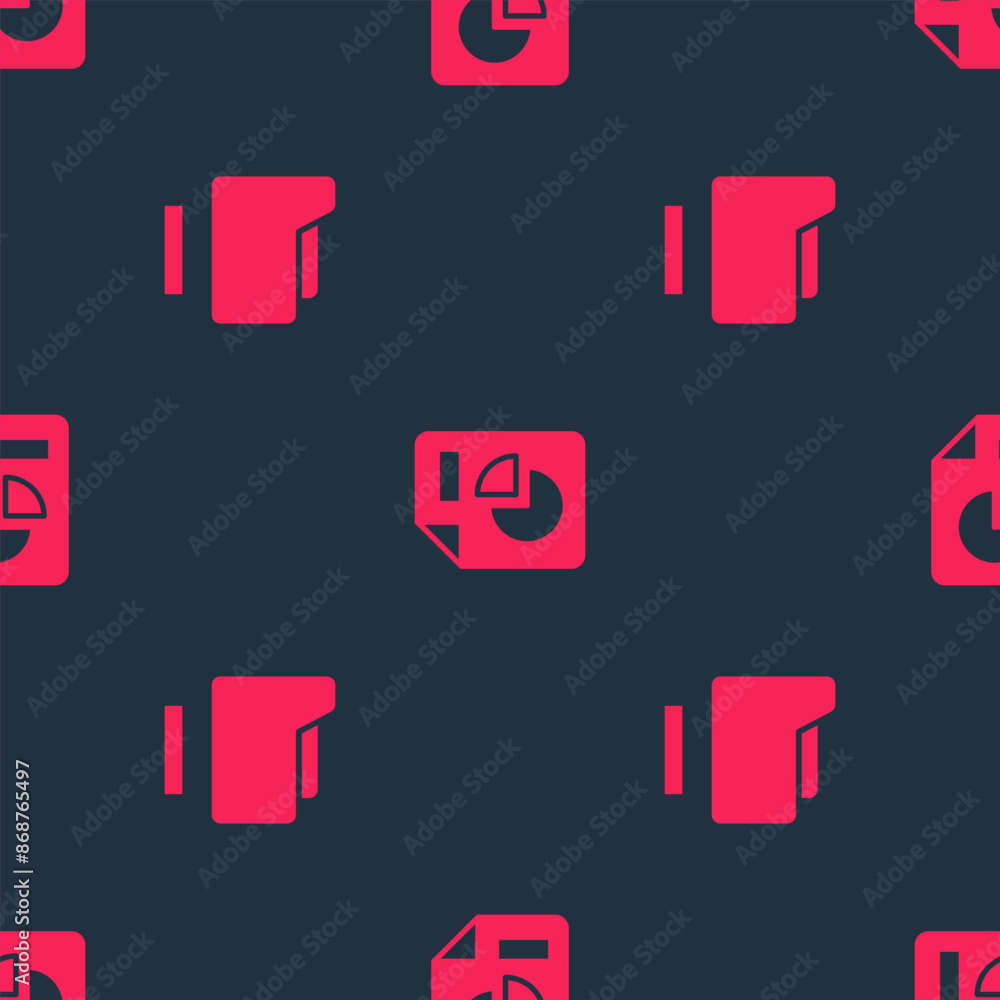 Poster set document folder and with graph chart on seamless pattern. vector