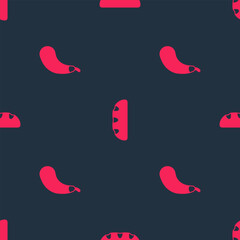 Set Eggplant and Bread loaf on seamless pattern. Vector