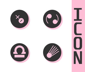 Set Comet, Venus symbol, Libra zodiac and Cancer icon. Vector
